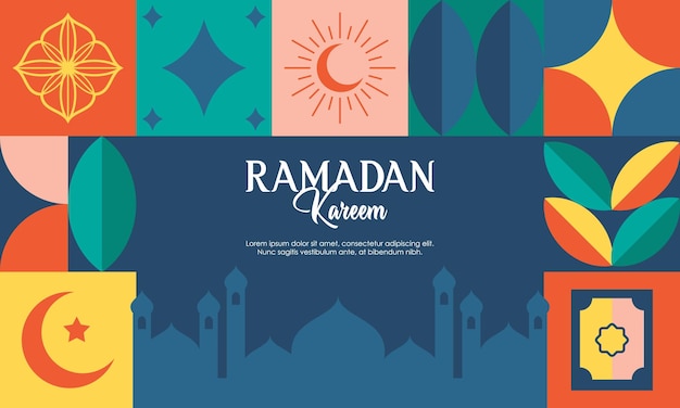 Islamic Greeting Card Template with Ramadan for Wallpaper Abstract Concept with Ramadan Elements