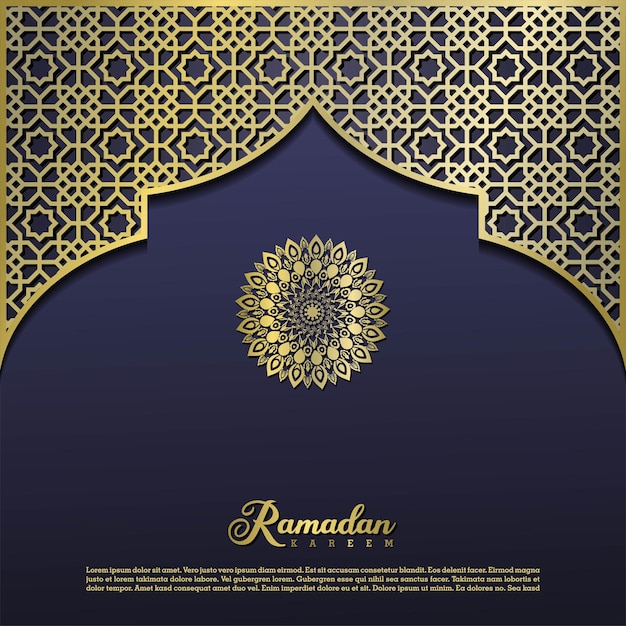 Islamic greeting ramadan kareem card design background with modern ornament