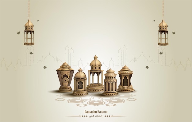 Islamic greetings ramadan kareem card design