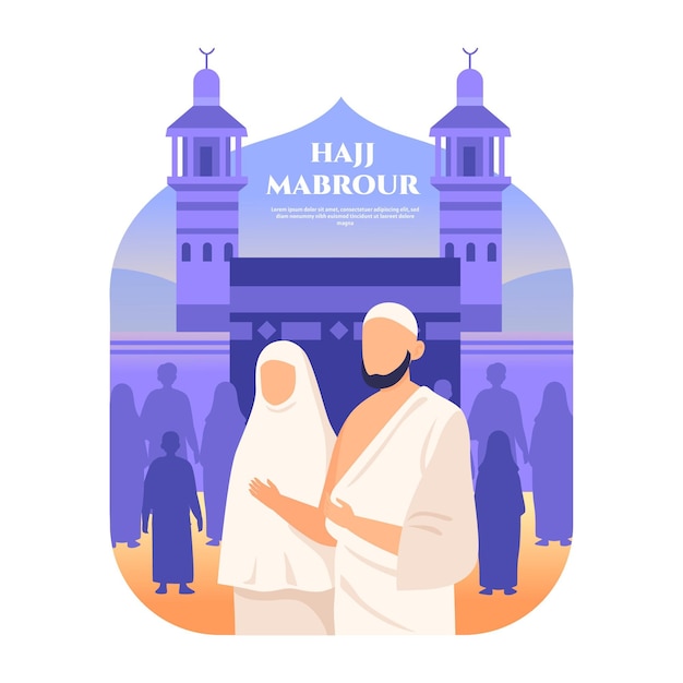 Islamic hajj pilgrimage illustration