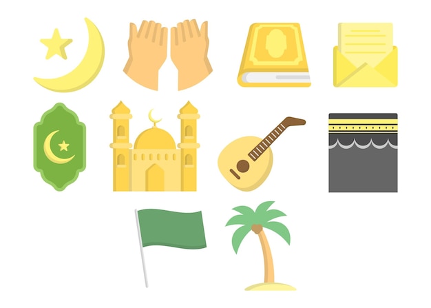 Islamic icon set design template