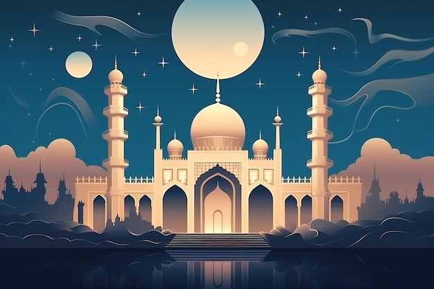 Islamic Kemah Background with Arabic Arches