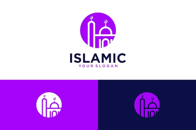 islamic logo design with mosque and circle