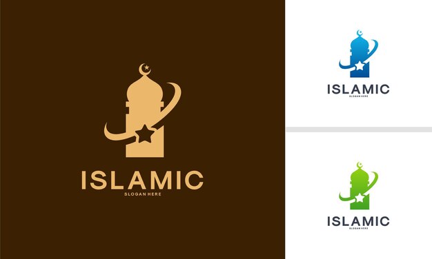 Islamic Logo designs concept, Star Mosque tower logo template vector