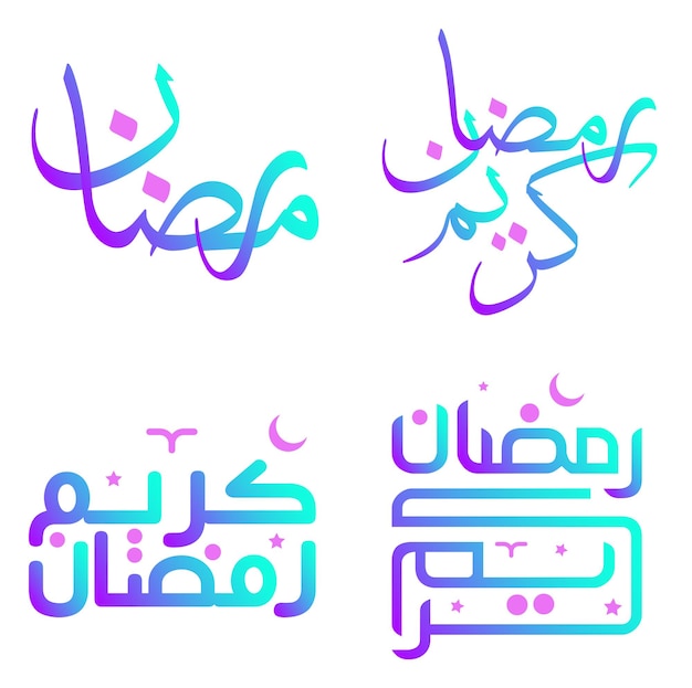 Islamic Month of Fasting Gradient Ramadan Kareem Vector Illustration with Arabic Typography