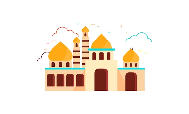 Islamic Mosque Building Flat Design Illustration