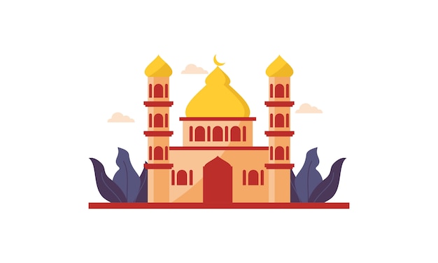 Islamic Mosque Building Flat Design Illustration