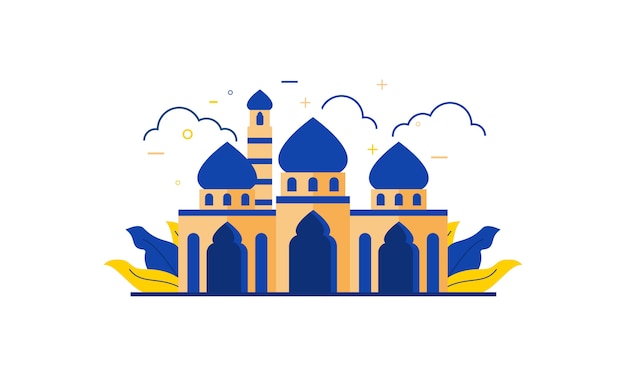 Islamic Mosque Building Flat Design Illustration