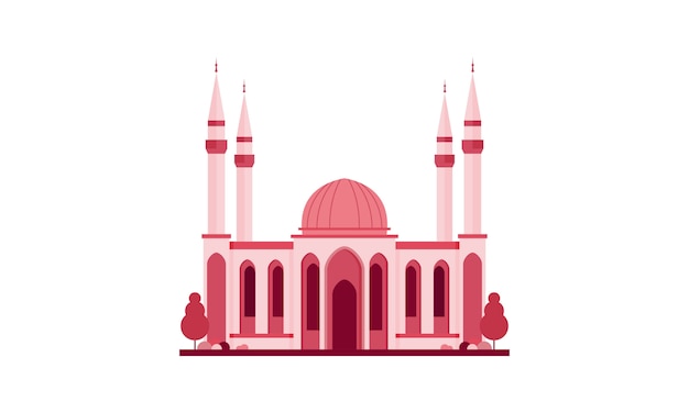 Islamic Mosque Building Flat Design Illustration