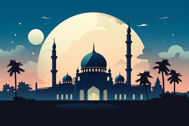 Islamic Mosque Moon Silhouettes