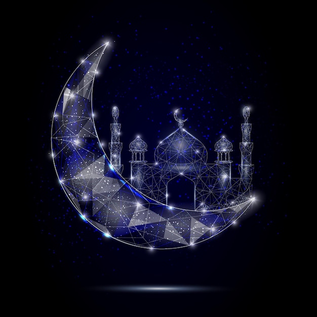 Islamic mosque moon vector geometric polygonal background