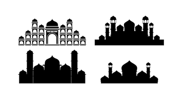 Islamic Mosque silhouettes vector illustration collection