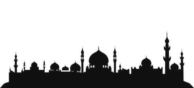 Vector islamic mosques silhouettes vector illustration ramadan background flat style