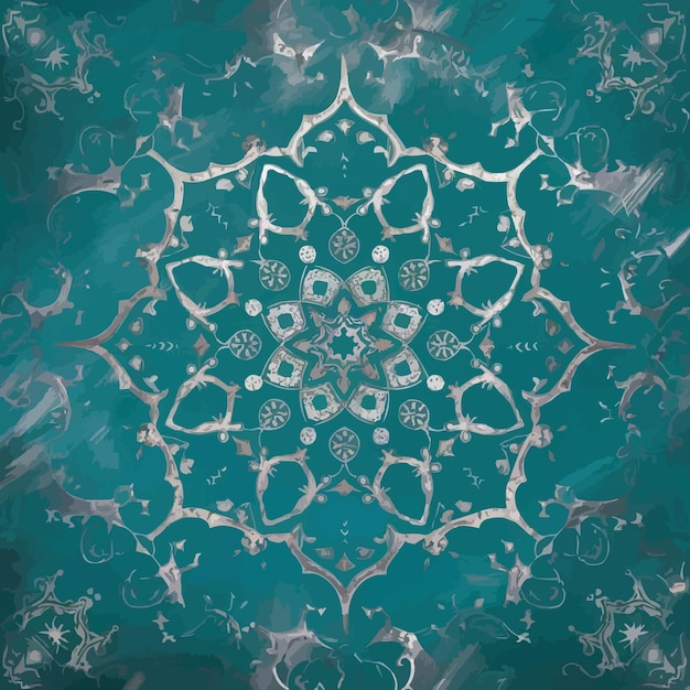 Islamic motif geometric star patterns gold and teal tones digital art soft lighting high detail