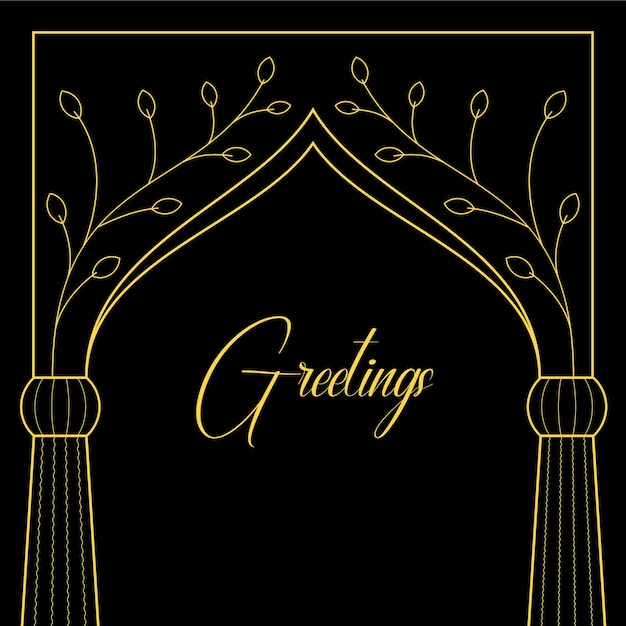 Islamic Placeholder Golden Muslim Wedding Gate Template