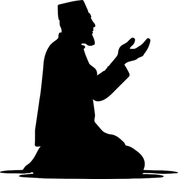 Islamic Prayer vector silhouette a Muslim Prayer to Allah vector silhouette