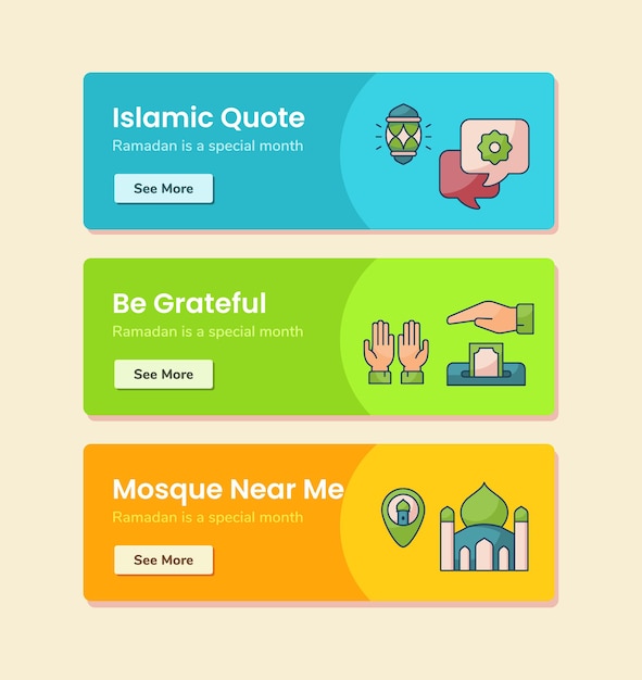 Islamic quote be grateful mosque near me for banner template with dashed line style vector design illustration