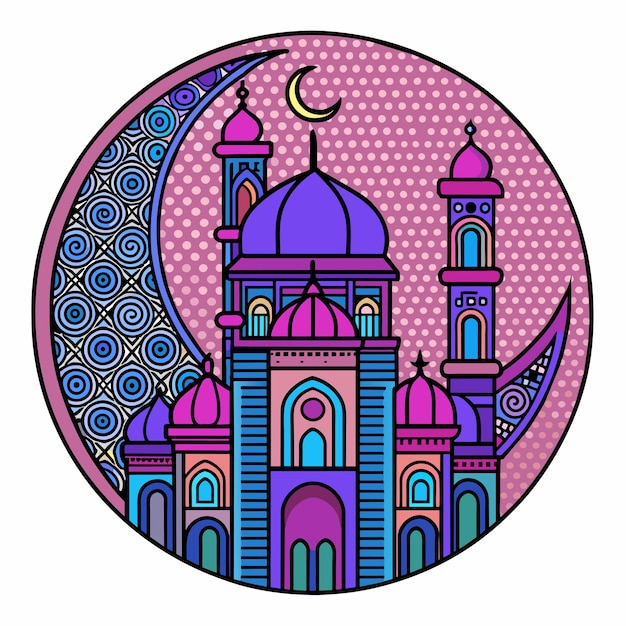 Islamic ramadan celebration iftar party hand drawn mascot cartoon character sticker icon concept