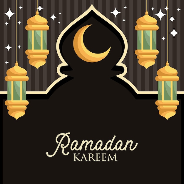 Islamic Ramadan Kareem Cartoon Illustration Greeting