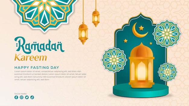 Islamic ramadan landing page template free Vector