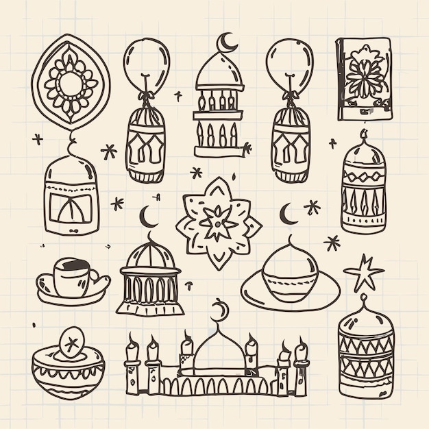 Islamic Religious Doodle Vector