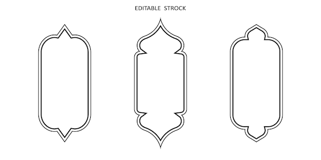 Islamic vector shape of a window or door arch Arab frame set Ramadan kareem editable outline icon