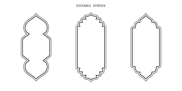 Islamic vector shape of a window or door arch Arab frame set Ramadan kareem editable outline icon