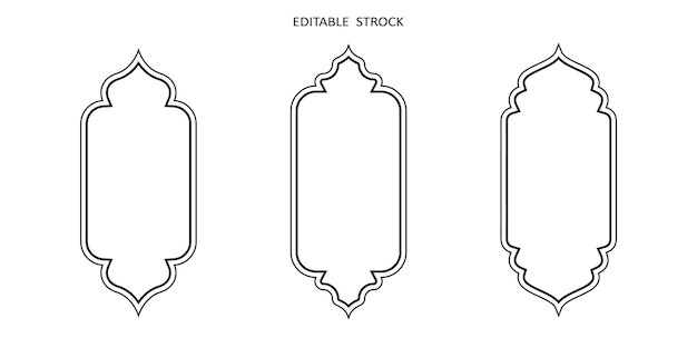 Islamic vector shape of a window or door arch Arab frame set Ramadan kareem editable outline icon