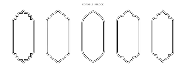 Islamic vector shape of a window or door arch Arab frame set Ramadan kareem editable outline icon