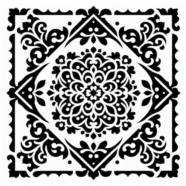 Islamic wall pattern squire border vector white and black