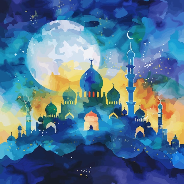 Vector islamic watercolor painting