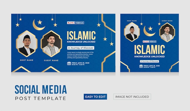 Islamic Webinar social media post live webinar podcast cover social media post design