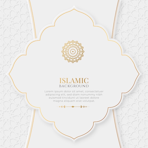 Islamic White and Golden Luxury Ornamental Background with Arabic Pattern and Decorative Ornament