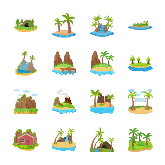 The Island Scenes Vector Icons