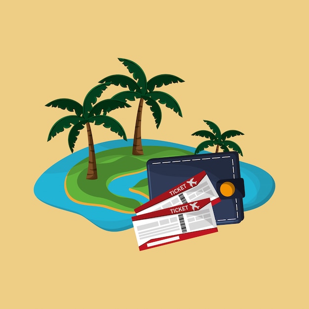 Vector island with vacation travel icons image