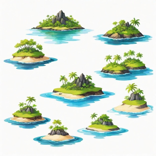 Islands vector set White background isolated