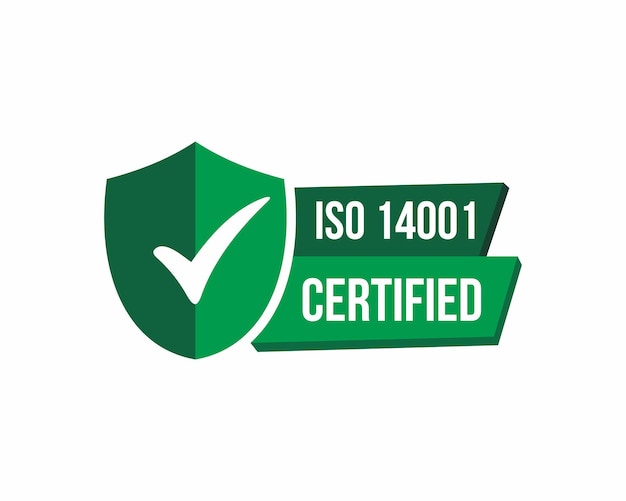 ISO 14001 Certified badge icon Certification stamp Flat design vector Vector stock illustration