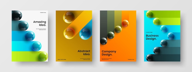 Isolated 3D balls annual report illustration collection