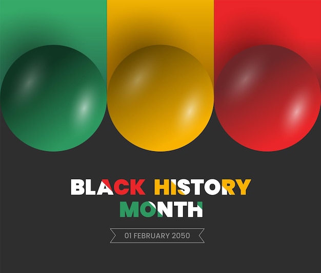 Isolated 3D spheres black history month 2023 background or banner design