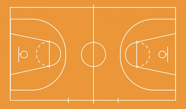 Isolated basketball field for ball game on the field in orange. Competitive sport on the site. Stadium with markings. stock graphics. To plan a strategy for sites and applications.