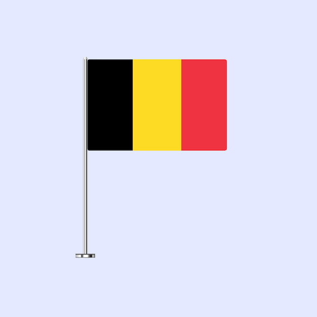 Vector isolated belgium table flag on pole belgian flag vector design for print and web