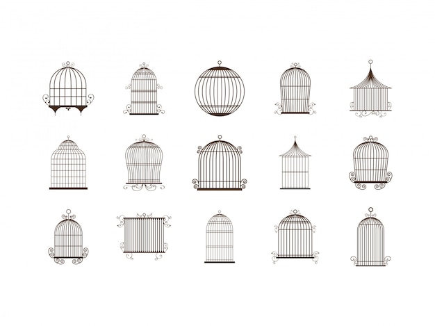 Isolated birdcage icon set 