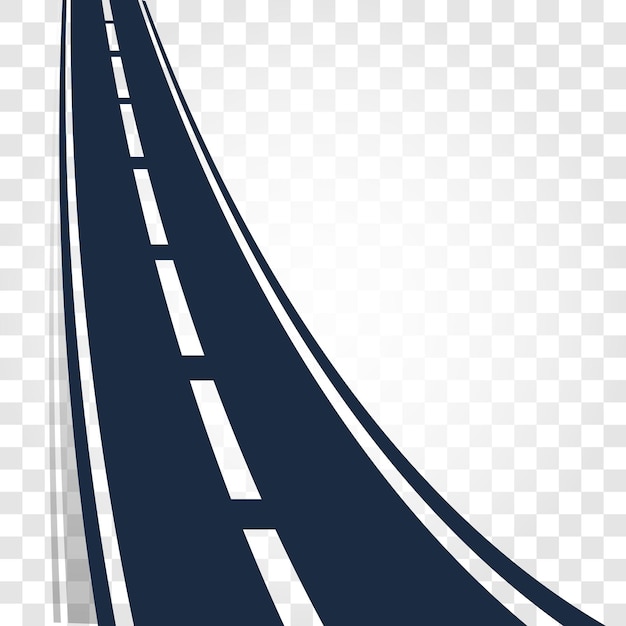 Isolated black color road or highway with dividing markings on white background vector illustration