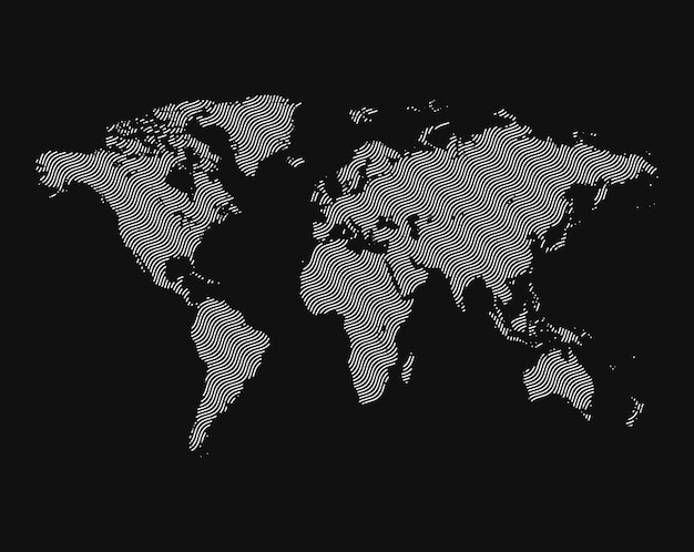 Isolated black color worldmap of lines background earth vector illustration