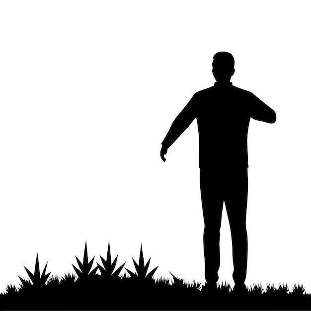 Isolated black silhouette man in the nature 16