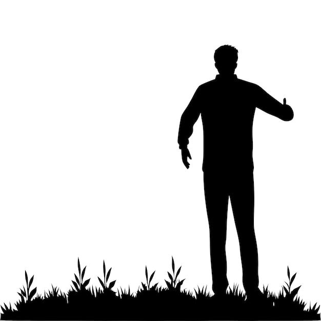 Isolated black silhouette man in the nature 1