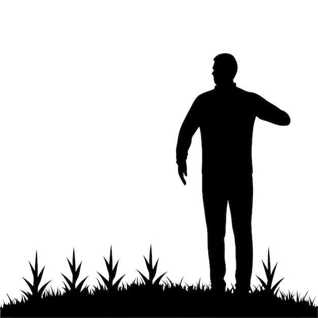 Vector isolated black silhouette man in the nature 20