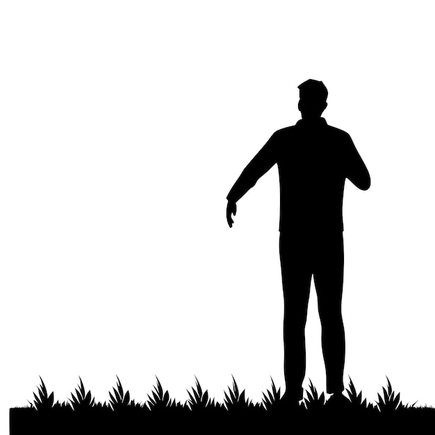 Isolated black silhouette man in the nature 3