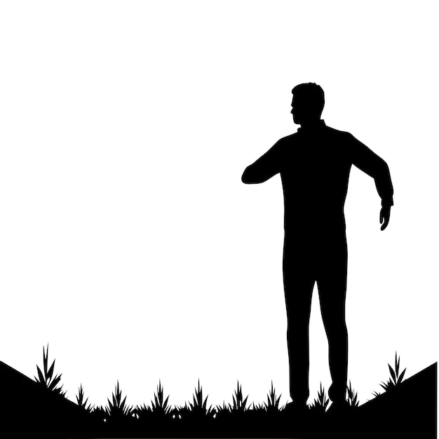 Isolated black silhouette man in the nature 9