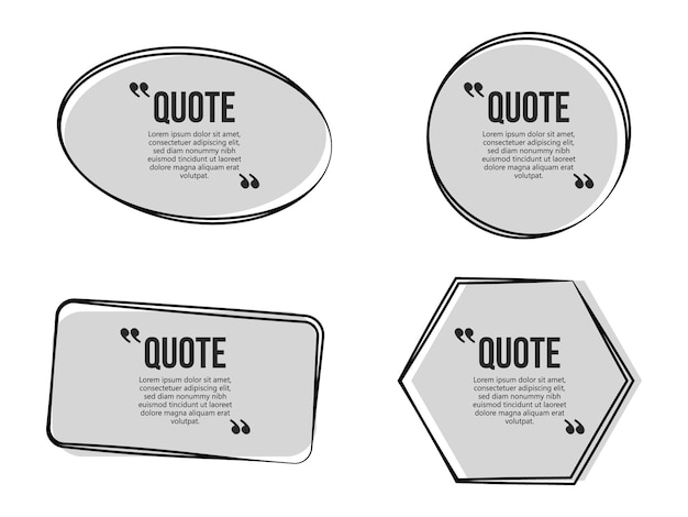 Isolated black and white quote box frame collections.